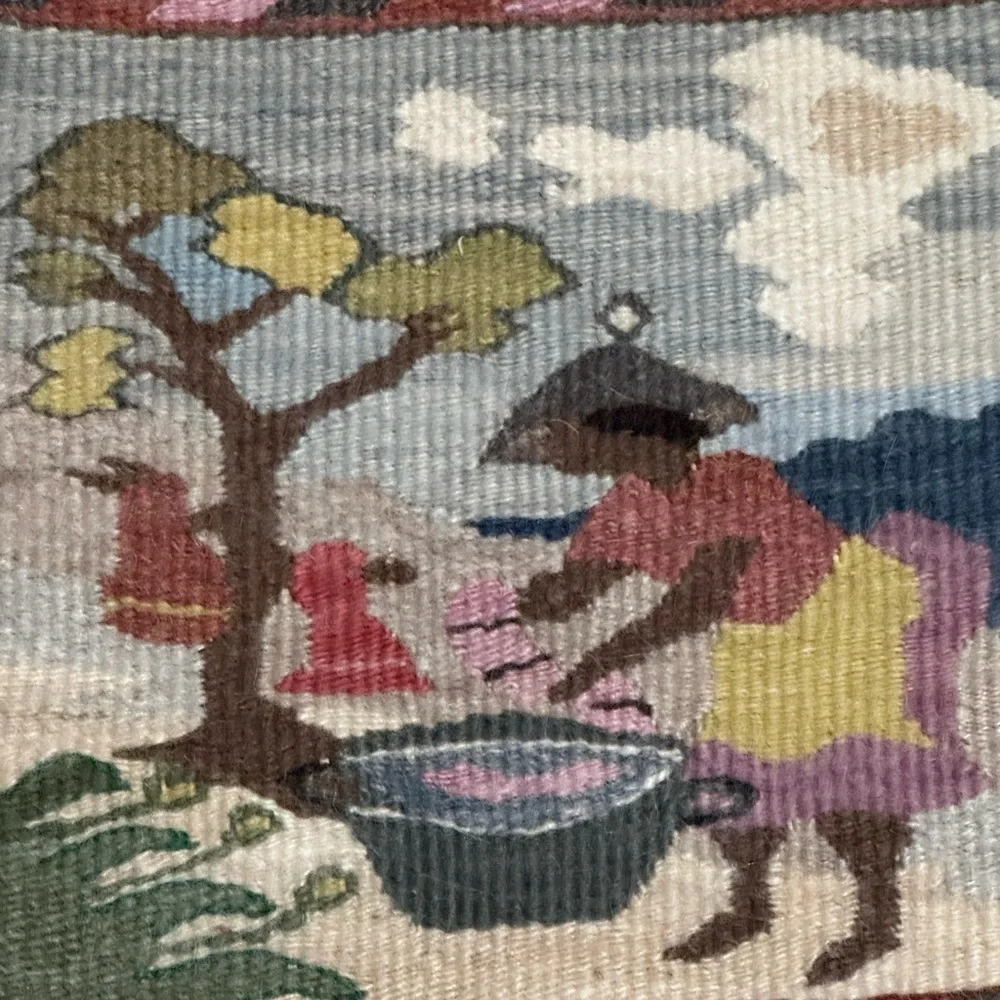 Tapestry Wall Hanging Mohair Wool Large African Lesotho Hand-Woven Figurative